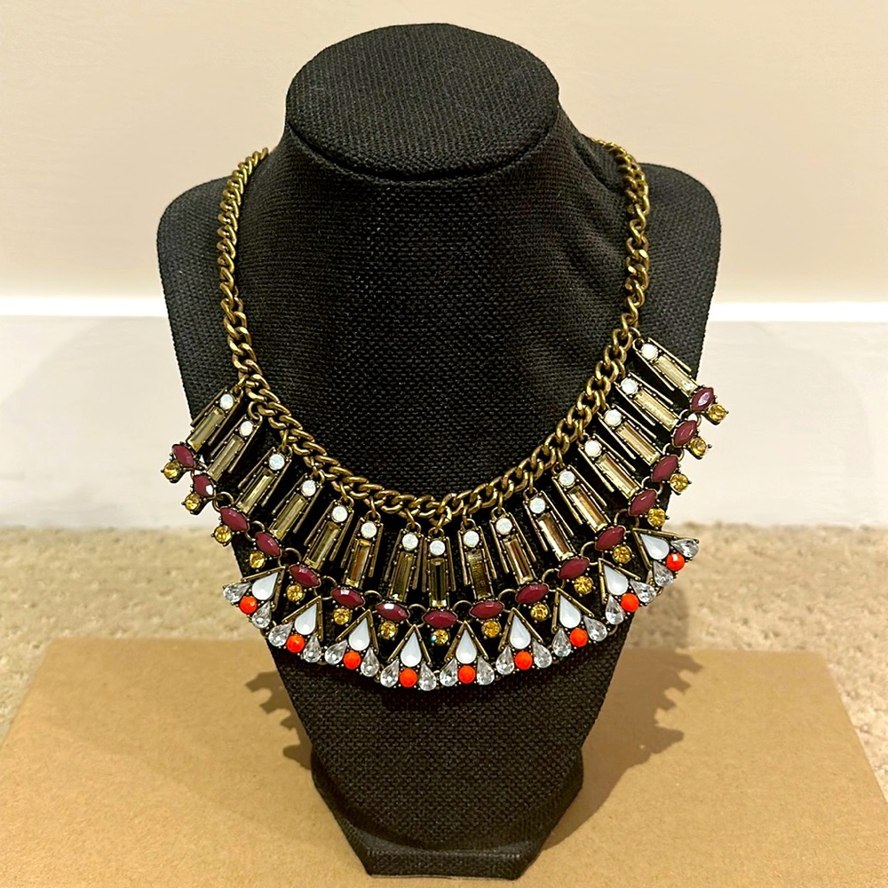 Crystal and Gold Tone Statement Necklace